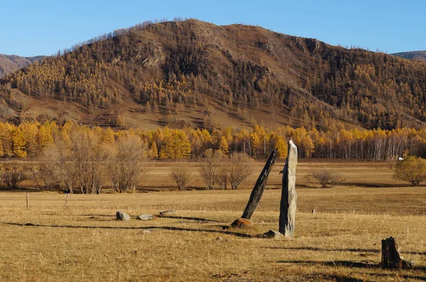 Ősi Temetkezési Mounds Karakol Valley Ilyen Enmek Park Altaj Republic — Stock Fotó