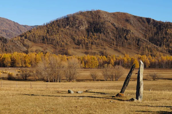 Ősi Sírhelyeket Altaj Köztársaság Oroszország Karakol Völgy Ilyen Enmek Park — Stock Fotó