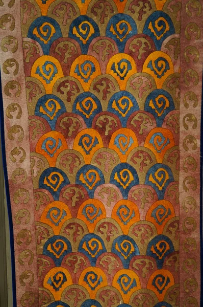 Colorful Carpet Sale Altai Republic Russia Design Carpet Inspired Horn — Stock Photo, Image
