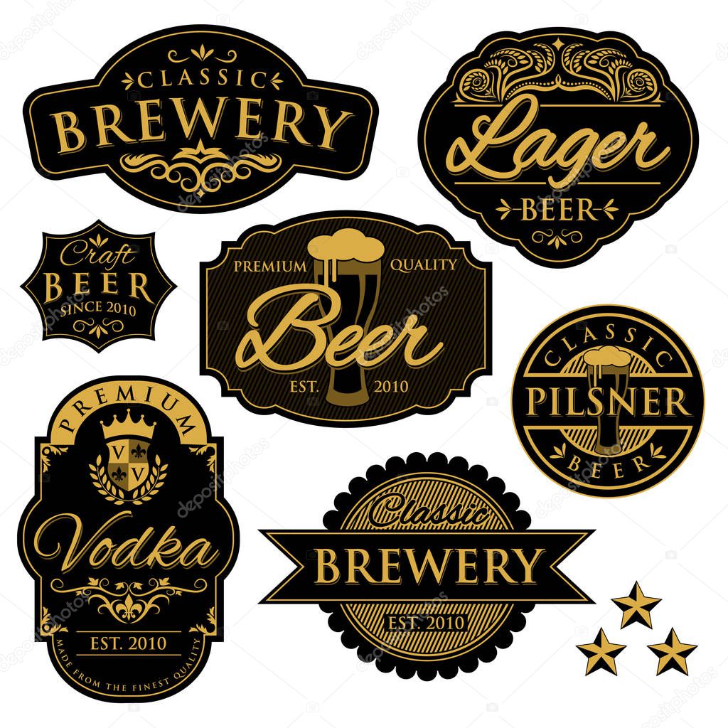 set of vintage brewery labels in vector file