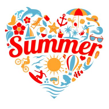 Yaz sembolü baskı ve moda çizimi.