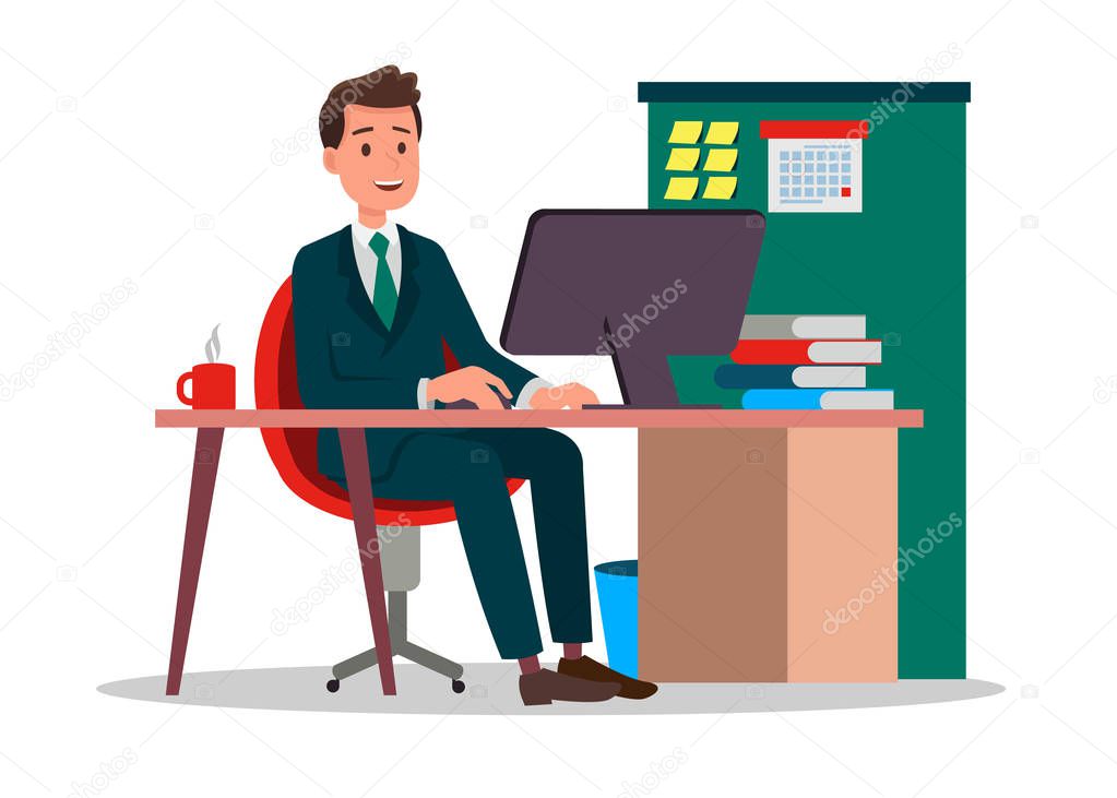 illustration of a employee working at the office