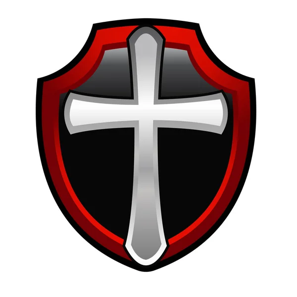 Luvas Armadura Cavaleiro Escudo Cruzado Isolado Branco Ilustração Vetorial — Vetor de Stock