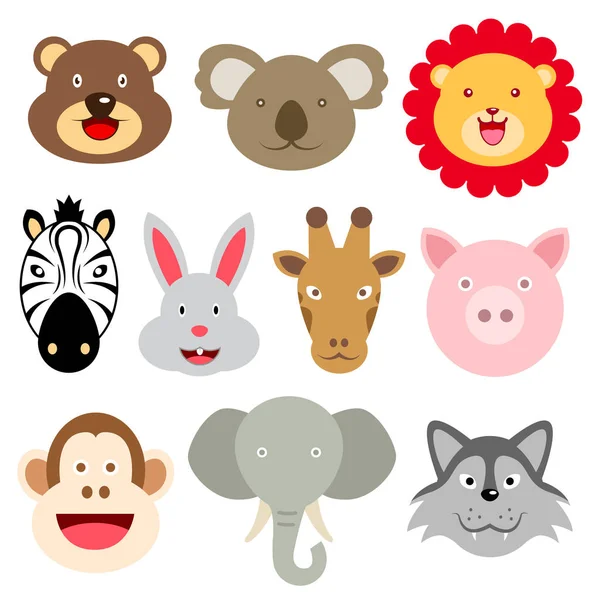 Set of cute animals face in vector file