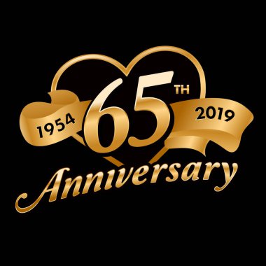 65 yıldönümü sembolü ile altın şerit