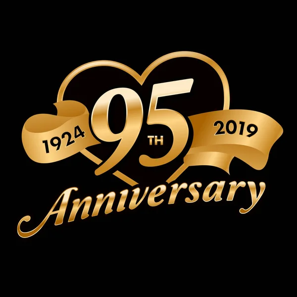 95E Verjaardag Symbool Met Gouden Lint — Stockvector