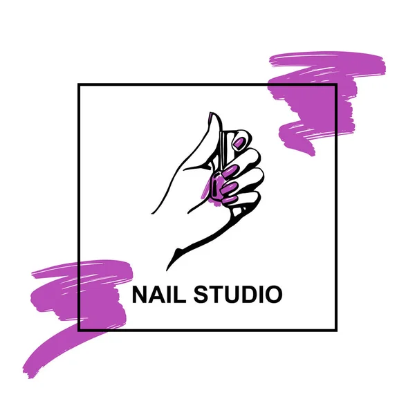 Manicure and nail spa polish lacquer sketch logo Vector Image