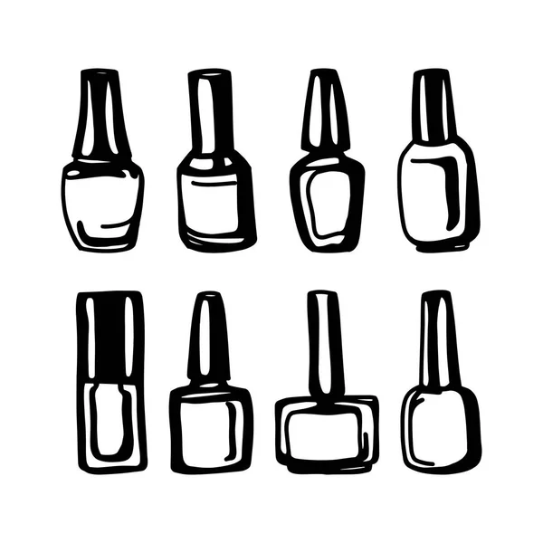 Conjunto de botellas de esmalte de uñas — Vector de stock