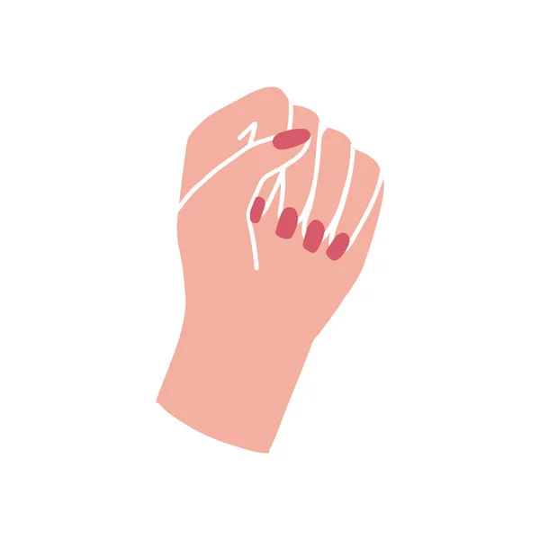 Le mani di una donna. Potere femminile. Concetto di femminismo . — Vettoriale Stock
