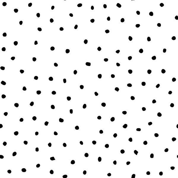 シームレスな手描き落書き水玉ブラシ黒と白のパターン — ストックベクタ
