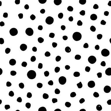 Dikişsiz el çizilmiş Doodle polka nokta fırça siyah ve beyaz desen
