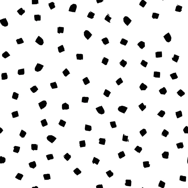 Mão sem costura desenhado Doodle pequena escova quadrada padrão preto e branco — Vetor de Stock