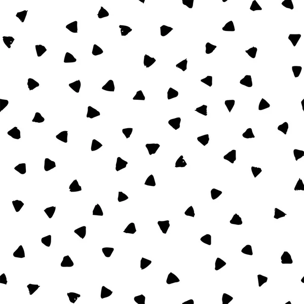 Pinceau triangles Doodle dessiné à la main sans couture motif noir et blanc — Image vectorielle