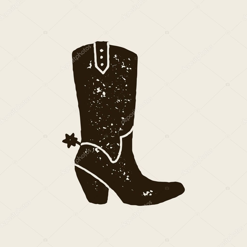 Cowboy boots silhouette in retro style