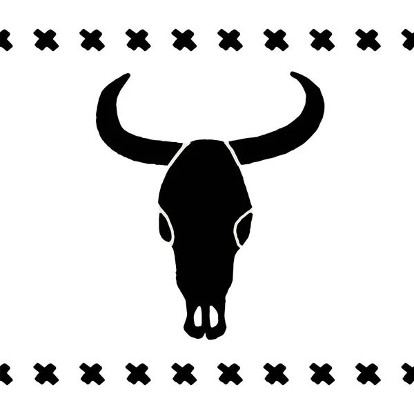 Vector black skulls buffalo — Stock Vector