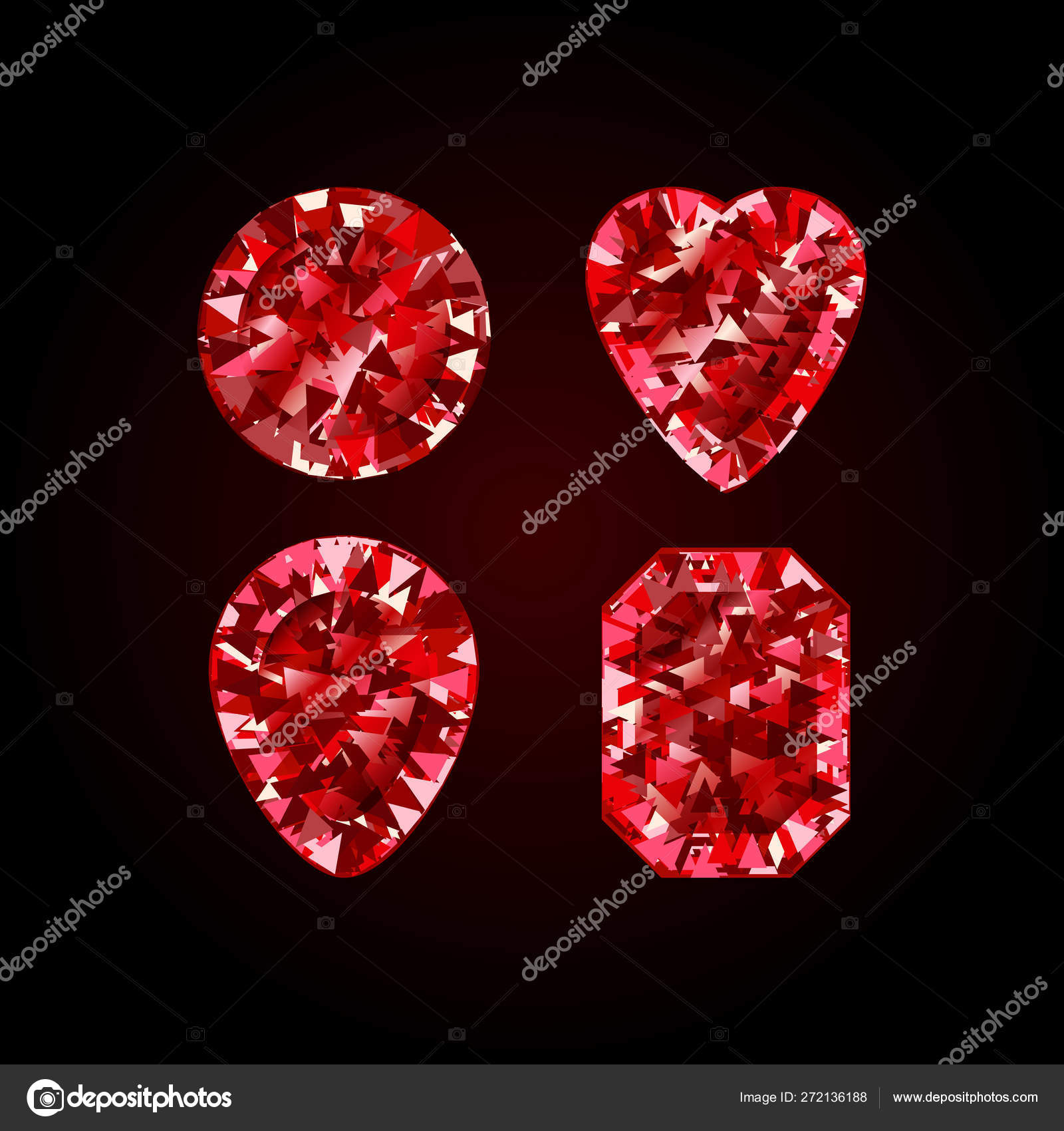 白い背景に現実的なレッドルビーダイヤモンド 緋色の宝石のベクトルイラスト ストックベクター C Sini4ka