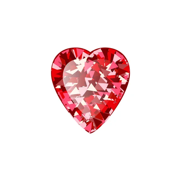 Rubis Rouge Réaliste Diamant sur fond blanc. Illustration vectorielle de pierres précieuses écarlates . — Image vectorielle