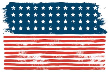 4 Temmuz ABD bayrak el fırça darbeleri çizer. Vektör soyut grunge arka plan.