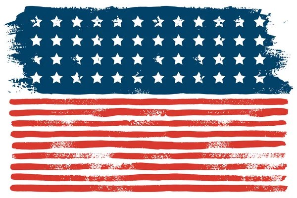 July 4th USA flag hand draws the brush strokes. Vector abstract grunge background. — Stock Vector