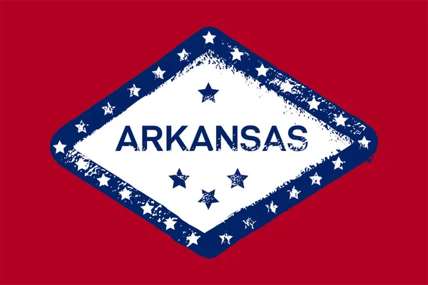 Arkansas grunge zászló. Amerikai állam. Textúra, háttér, poszter — Stock Vector
