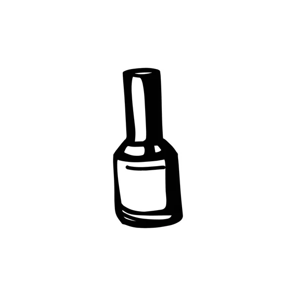 Hand zeichnen Nagellack Flasche Symbol. schwarzer Nagellack Silhouette isoliert auf weißem Hintergrund. — Stockvektor