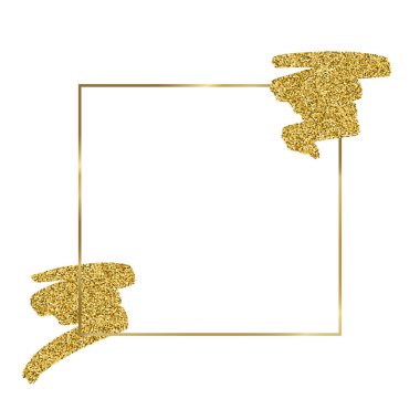 Altın Doku Boya Leke Çerçeve İllüstrasyon. Elle çizilmiş fırça darbesi vektör tasarım elemanı.