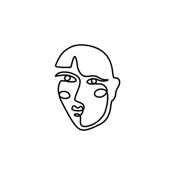 The Woman's Face Minimal Line Style. Continuous One Line drawing Abstract Vector Portrait of a female — Stock Vector