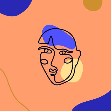 Kadın Yüzü Minimal Çizgi Tarzı. Sürekli Bir Çizgi çizim Soyut Vektör Portre bir kadın