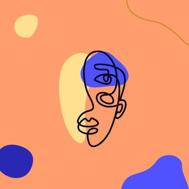 Kadın Yüzü Minimal Çizgi Tarzı. Sürekli Bir Çizgi çizim Soyut Vektör Portre bir kadın