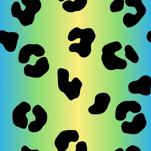 Padrão sem emenda gradiente de leopardo pastel. Animal Print azul, verde, amarelo cor 90 estilo. Vetor Cheetah —  Vetores de Stock