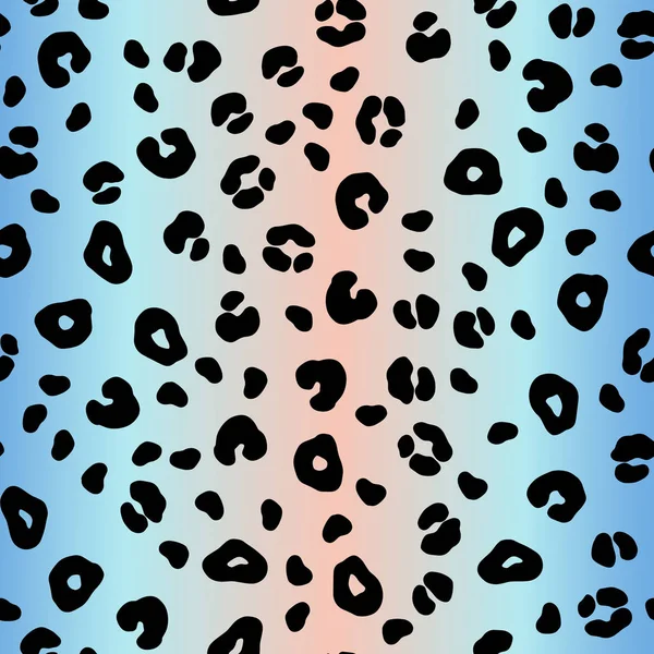 Padrão sem emenda gradiente de leopardo pastel. Animal impressão azul cor 90 's. Vector Cheetah imprimir . —  Vetores de Stock