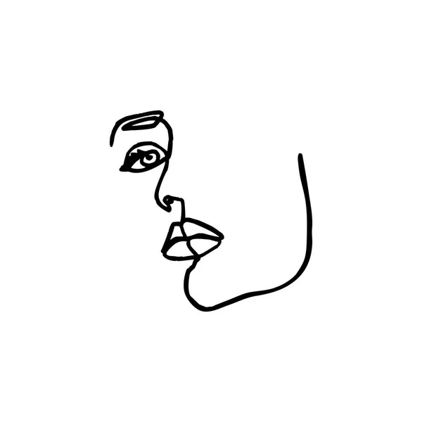 One Line Woman's Face. Continuous line Portrait of a girl In a Modern Minimalist Style. Vector Illustration young female — Stock Vector