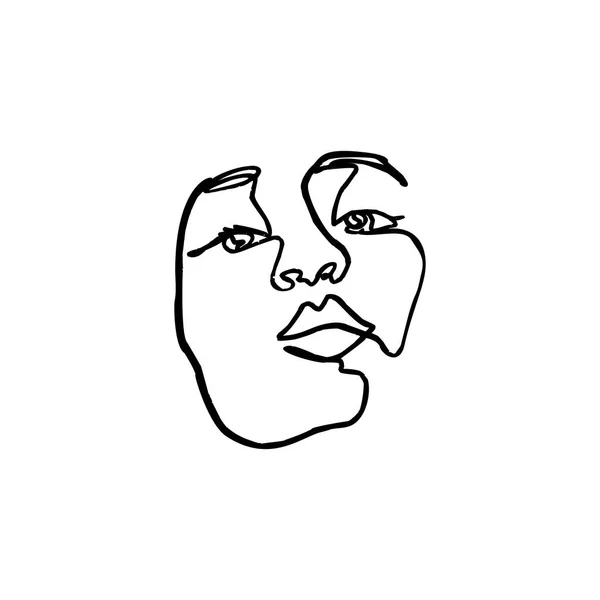 One Line Women's Face. Portrait en ligne continue Embrassez la fille dans un style minimaliste moderne. Illustration vectorielle . — Image vectorielle