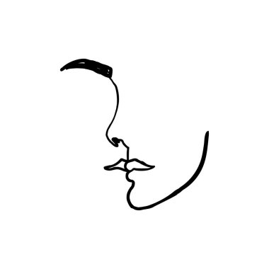 One Line Womans Yüz. Modern Minimalist Tarzda Bir Kızın Sürekli Çizgi Portresi. Vektör İllüstrasyon kadın.