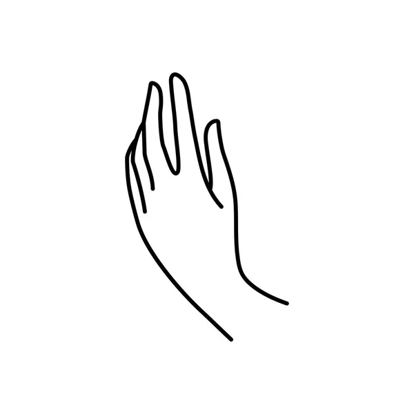 Linha de ícone de mão de mulher. Ilustração vetorial de mãos femininas de gestos diferentes. Lineart em um estilo minimalista na moda —  Vetores de Stock