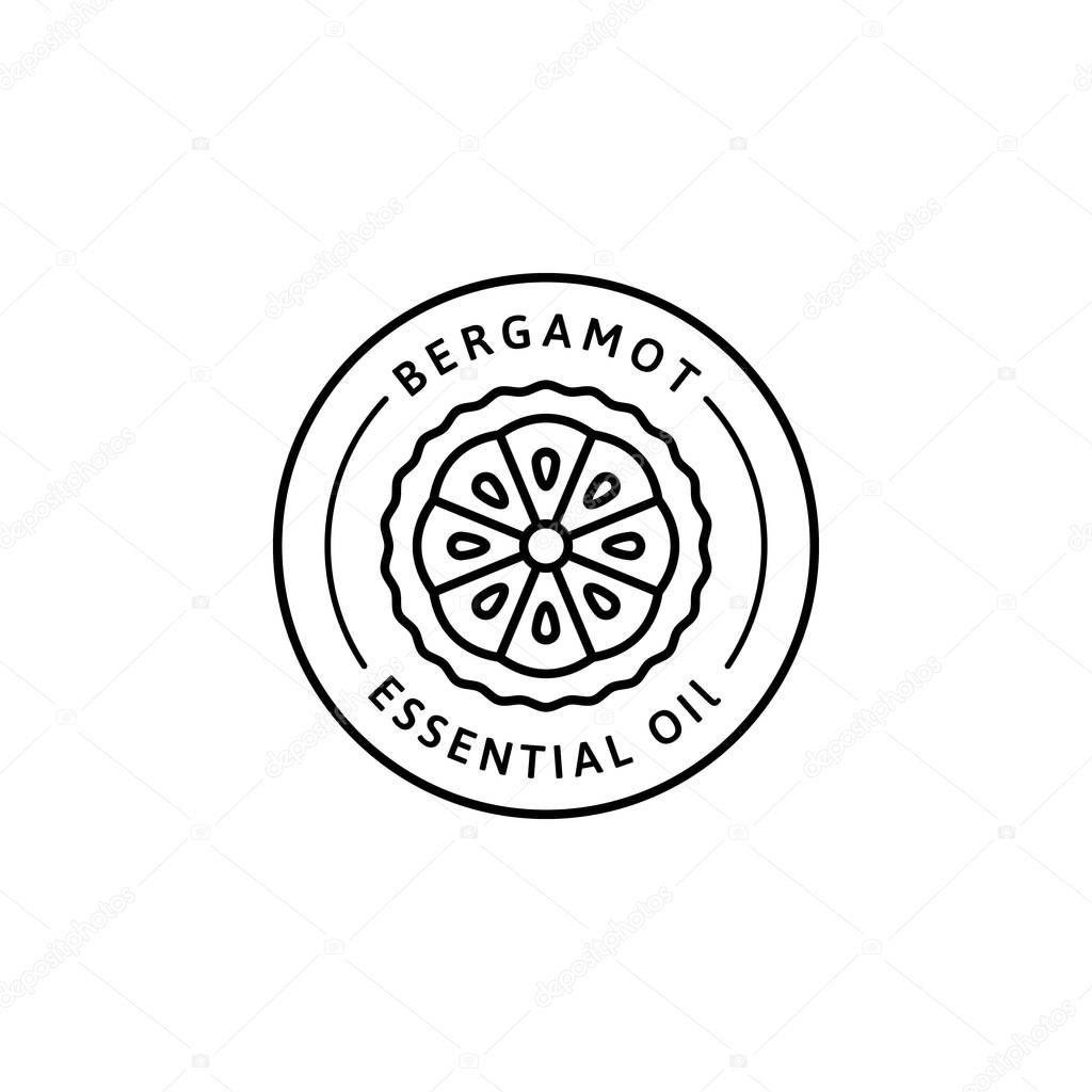 Bergamot citrus essential oil Icon in trendy linear style. Vector herbal organic Bergamot badges