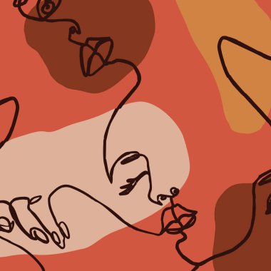 Kadının Yüzü Minimal Çizgi Stili. Trendy tarzda geometrik şekillerin Soyut Çağdaş kolaj. Vektör Portresi