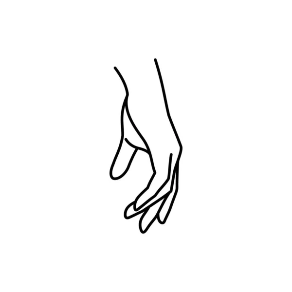 Kvinnans Hand ikonen linje. Vektor Illustration av kvinnlig hand. Lineart i trendig minimalistisk stil. — Stock vektor