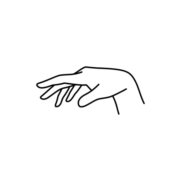 Kvinnans Hand ikonen linje. Vektor Illustration av kvinnlig hand. Lineart i trendig minimalistisk stil. — Stock vektor