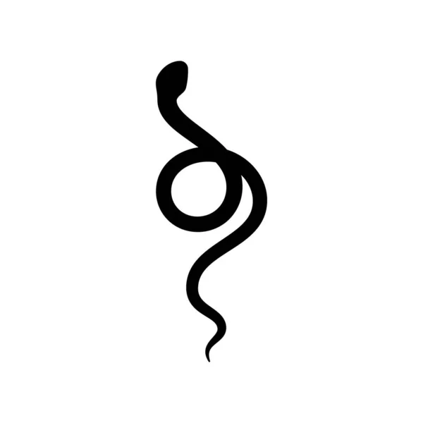 Zwarte slang Silhouet in een eenvoudige minimalistische stijl. Vector geïsoleerde illustratie op een witte achtergrond. — Stockvector