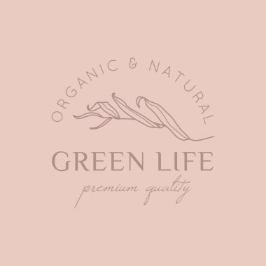 Yaprak logosu dizayn şablonuna sahip söğüt dalı en basit doğrusal şekilde. Güzellik Stüdyosu için Çiçek İllüstrasyonu, SPA Salonu, Organik Kozmetik İşaretleri