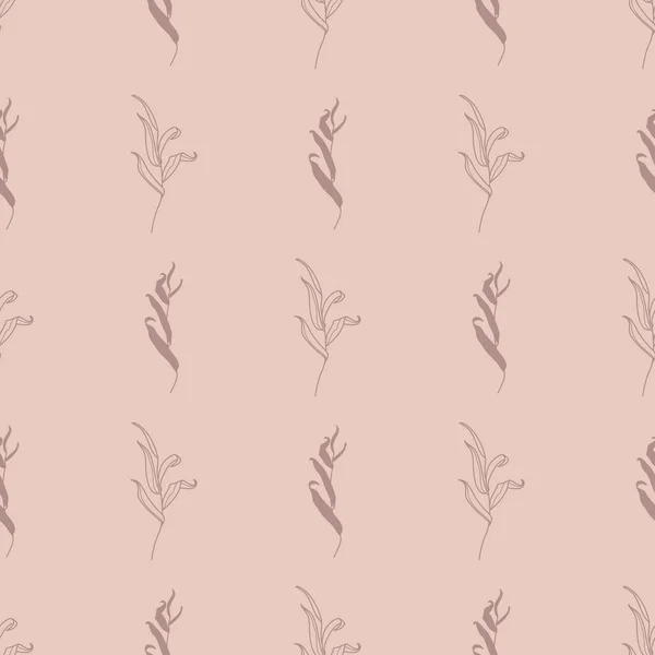 Willow Branch with Leaves Seamless Pattern in a Trendy Minimal Style. Botanical Background. Floral Vector — Stock Vector