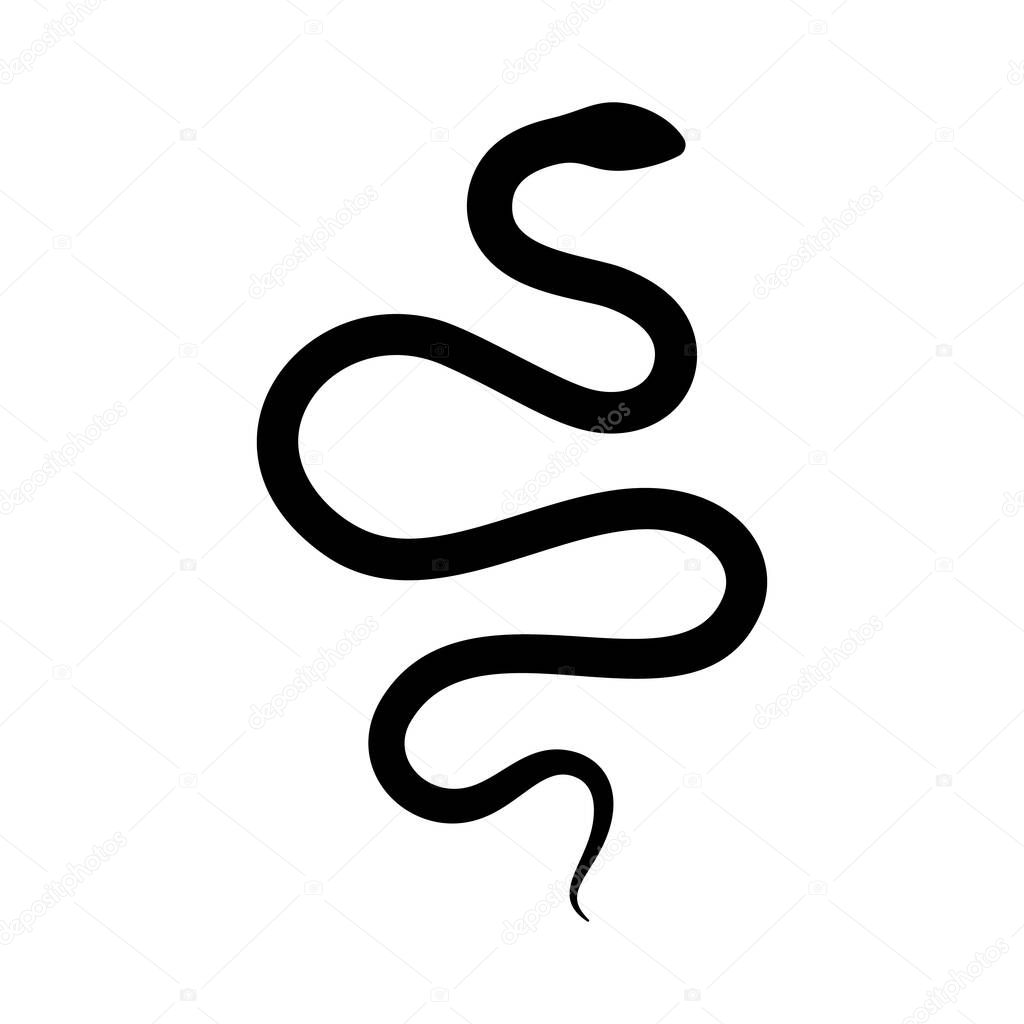 Black snake Silhouette in a simple minimalistic style. Vector isolated illustration on a white background. The icon of the serpent.