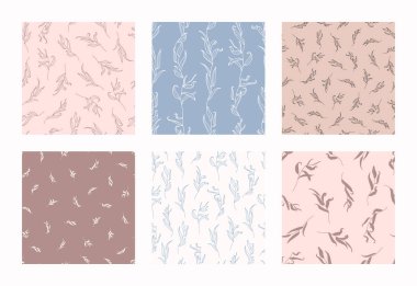 Söğüt Şubesi Yapraksız Şablon ile En Az Moda Gibi. Çiçek Vektör Süslemesi Arkaplanı.