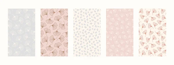 Çiçekli elementlerle arkaplan oluşturun. Sosyal medya hikayeleri için minimalist eğilim tarzında soyut Mobil Duvar kağıtları. Pastel renklerde vektör illüstrasyonu pembe ve mavi