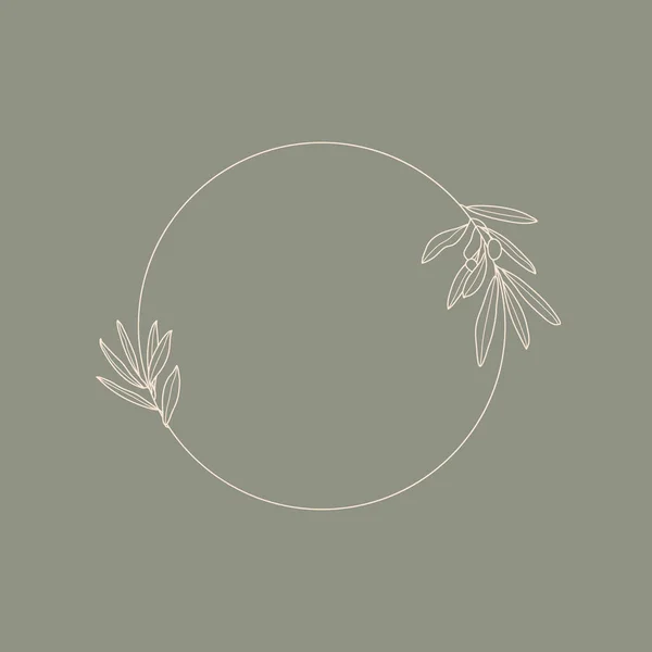 Leaves and Fruit with Olive Branch 'ın çerçevesi çok az doğrusal. Çiçek logosu etrafında vektör