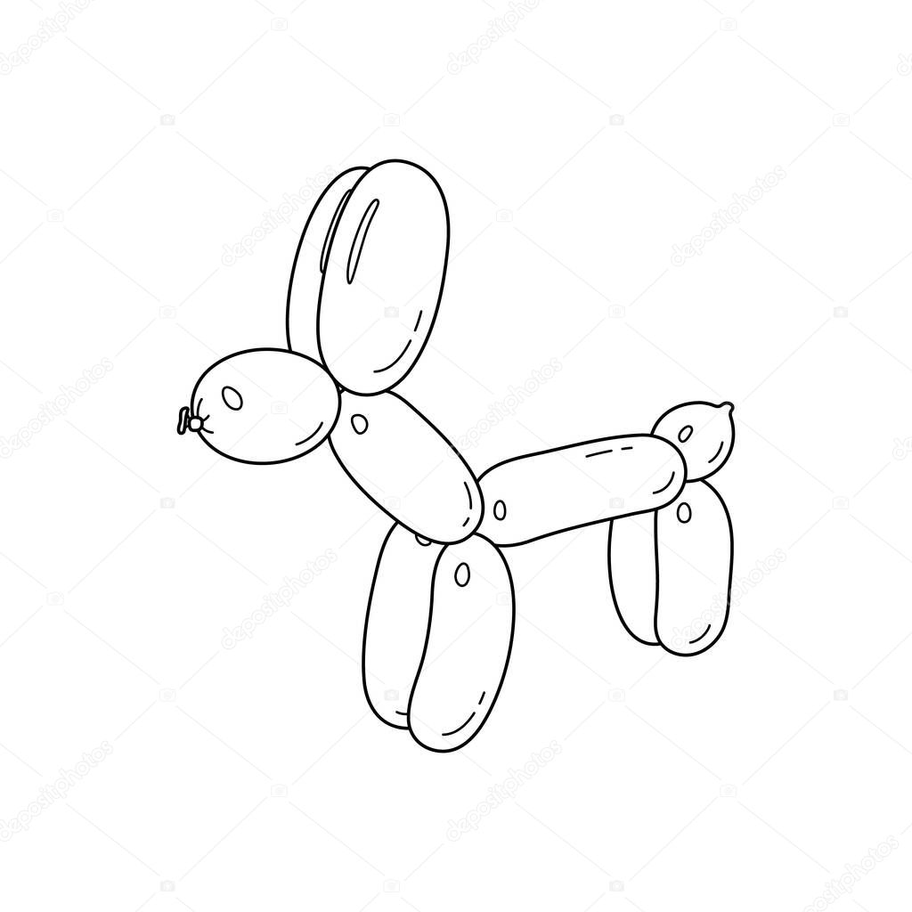 Balloon Dog Icon in Minimal Tendy Style. Vector outline illustration bubble animal in black color isolated