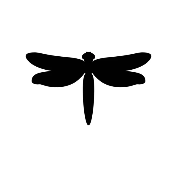 Dragonfly Silhouette i en enkel stil. Vektor kontur Emblem av insekt med vingar för att skapa logotyper — Stock vektor