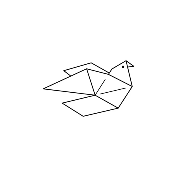 Origami Pigeon Icon in a Trendy minimalistic Linear Style. Folded Paper Bird Figures. Vector Illustration — Stock Vector