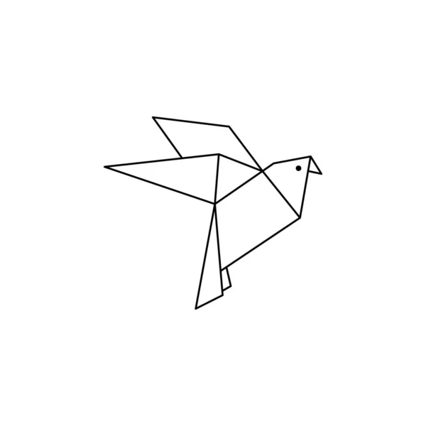 Оригами Голубиная Икона Модном Минималистичном Линейном Стиле Бумажные Фигурки Птиц — стоковый вектор